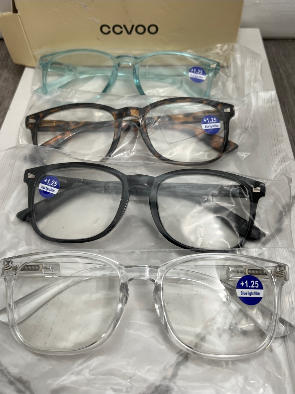 Ccvoo blue light filter readers for men 1.25 lot of 4